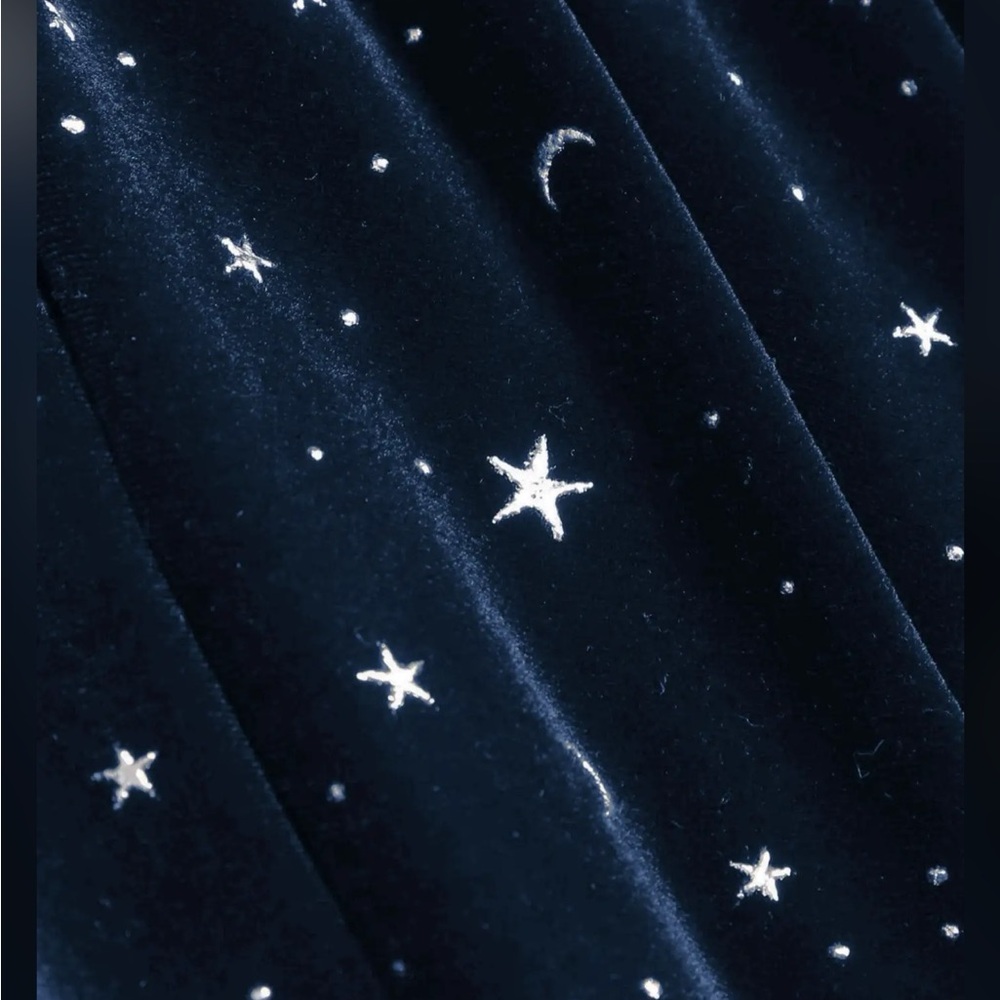 Cider VELVET V-NECK STAR & MOON PATTERN BELL SLEEVE ROMPER XS CC15-16 - Picture 5 of 6